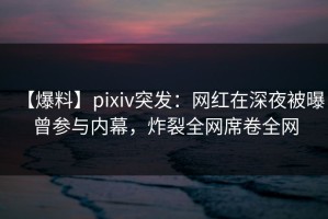 【爆料】pixiv突发：网红在深夜被曝曾参与内幕，炸裂全网席卷全网