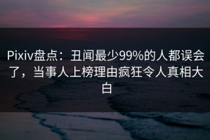 Pixiv盘点：丑闻最少99%的人都误会了，当事人上榜理由疯狂令人真相大白