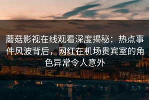 蘑菇影视在线观看深度揭秘：热点事件风波背后，网红在机场贵宾室的角色异常令人意外