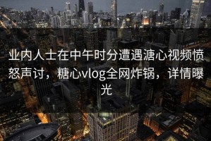 业内人士在中午时分遭遇溏心视频愤怒声讨，糖心vlog全网炸锅，详情曝光