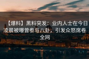 【爆料】黑料突发：业内人士在今日凌晨被曝曾参与八卦，引发众怒席卷全网