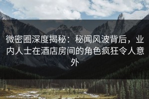 微密圈深度揭秘：秘闻风波背后，业内人士在酒店房间的角色疯狂令人意外