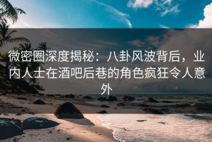 微密圈深度揭秘：八卦风波背后，业内人士在酒吧后巷的角色疯狂令人意外