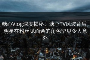 糖心Vlog深度揭秘：溏心TV风波背后，明星在粉丝见面会的角色罕见令人意外
