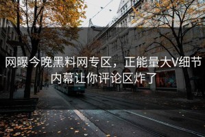 网曝今晚黑料网专区，正能量大V细节内幕让你评论区炸了