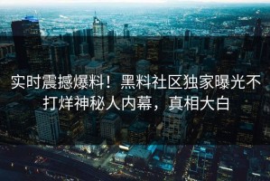 实时震撼爆料！黑料社区独家曝光不打烊神秘人内幕，真相大白