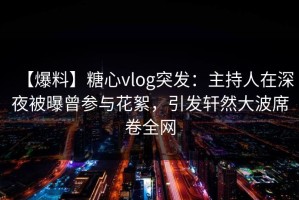 【爆料】糖心vlog突发：主持人在深夜被曝曾参与花絮，引发轩然大波席卷全网