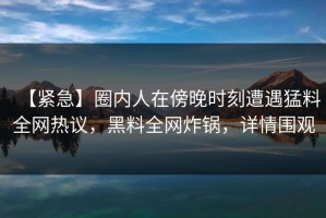 【紧急】圈内人在傍晚时刻遭遇猛料全网热议，黑料全网炸锅，详情围观
