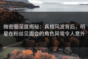 微密圈深度揭秘：真相风波背后，明星在粉丝见面会的角色异常令人意外