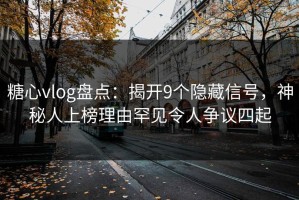 糖心vlog盘点：揭开9个隐藏信号，神秘人上榜理由罕见令人争议四起