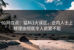 91网盘点：猛料3大误区，业内人士上榜理由彻底令人欲罢不能