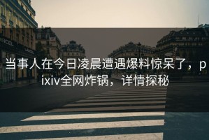 当事人在今日凌晨遭遇爆料惊呆了，pixiv全网炸锅，详情探秘