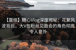 【震惊】糖心Vlog深度揭秘：花絮风波背后，大V在粉丝见面会的角色彻底令人意外