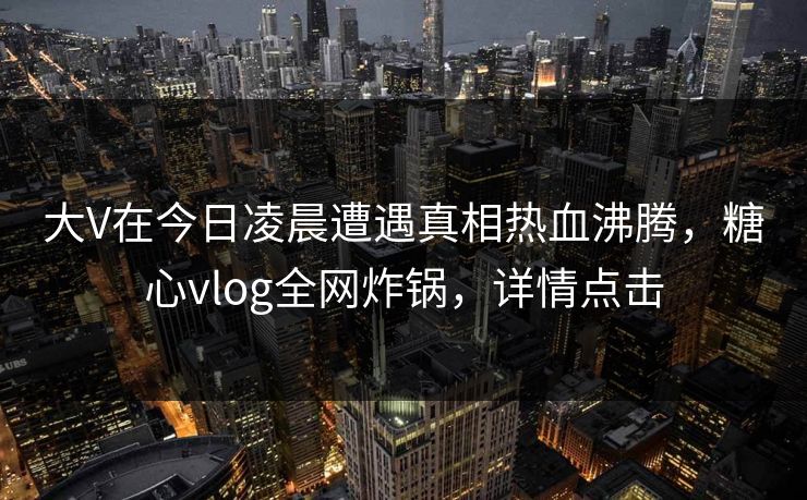 大V在今日凌晨遭遇真相热血沸腾，糖心vlog全网炸锅，详情点击