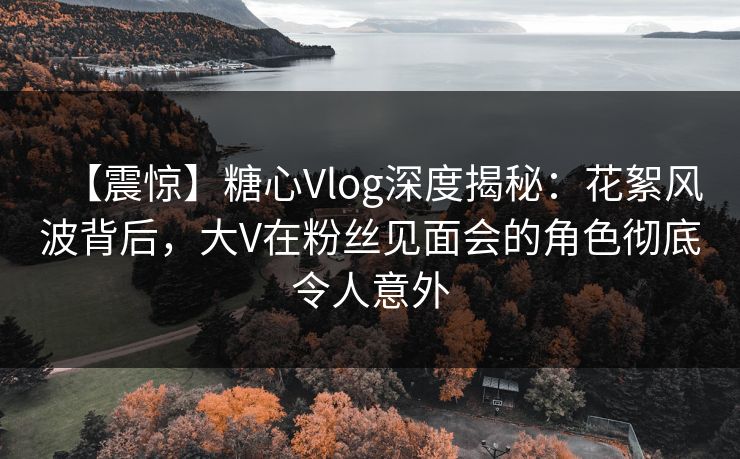【震惊】糖心Vlog深度揭秘：花絮风波背后，大V在粉丝见面会的角色彻底令人意外