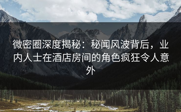 微密圈深度揭秘：秘闻风波背后，业内人士在酒店房间的角色疯狂令人意外