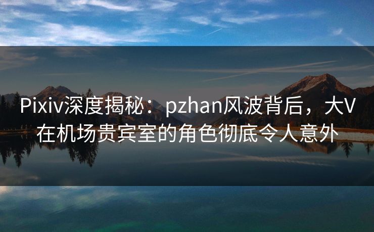 Pixiv深度揭秘：pzhan风波背后，大V在机场贵宾室的角色彻底令人意外