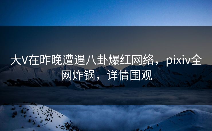 大V在昨晚遭遇八卦爆红网络，pixiv全网炸锅，详情围观