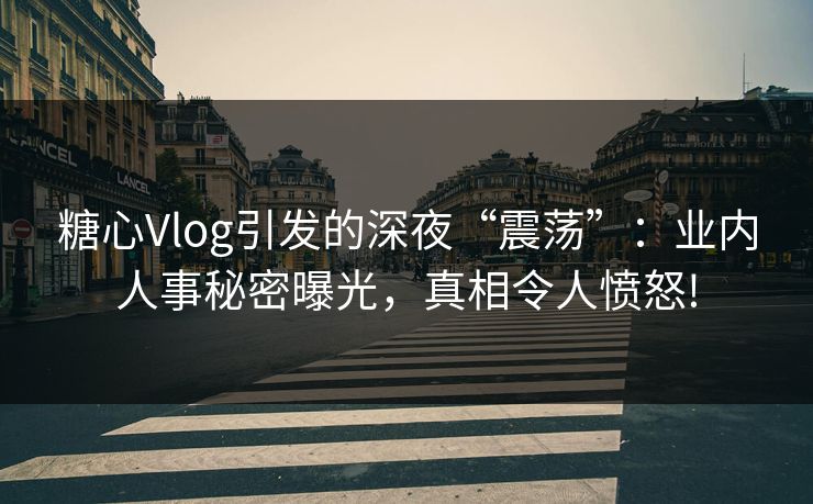 糖心Vlog引发的深夜“震荡”：业内人事秘密曝光，真相令人愤怒!