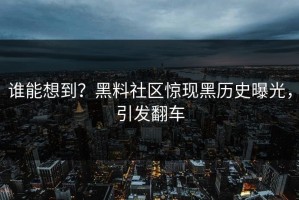 谁能想到？黑料社区惊现黑历史曝光，引发翻车