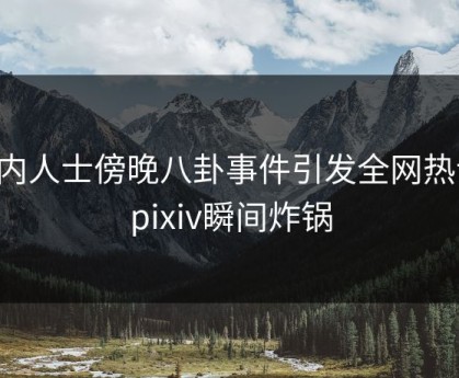 业内人士傍晚八卦事件引发全网热议，pixiv瞬间炸锅