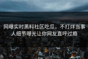 网曝实时黑料社区吃瓜，不打烊当事人细节曝光让你网友直呼过瘾