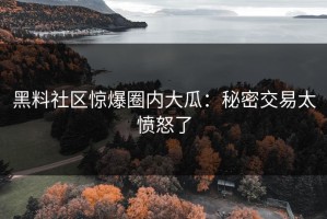 黑料社区惊爆圈内大瓜：秘密交易太愤怒了