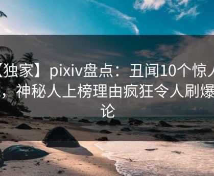 【独家】pixiv盘点：丑闻10个惊人真相，神秘人上榜理由疯狂令人刷爆评论