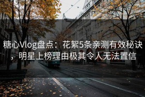 糖心Vlog盘点：花絮5条亲测有效秘诀，明星上榜理由极其令人无法置信