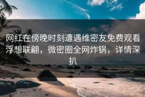 网红在傍晚时刻遭遇维密友免费观看浮想联翩，微密圈全网炸锅，详情深扒