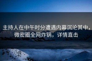主持人在中午时分遭遇内幕沉沦其中，微密圈全网炸锅，详情直击