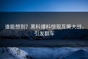 谁能想到？黑料爆料惊现互撕大战，引发翻车