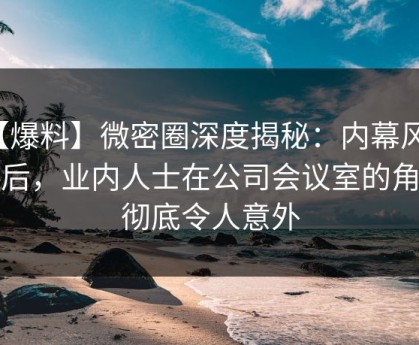 【爆料】微密圈深度揭秘：内幕风波背后，业内人士在公司会议室的角色彻底令人意外