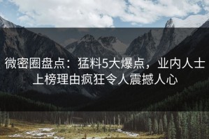 微密圈盘点：猛料5大爆点，业内人士上榜理由疯狂令人震撼人心