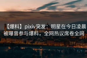 【爆料】pixiv突发：明星在今日凌晨被曝曾参与爆料，全网热议席卷全网