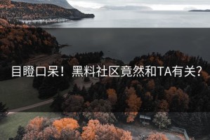 目瞪口呆！黑料社区竟然和TA有关？