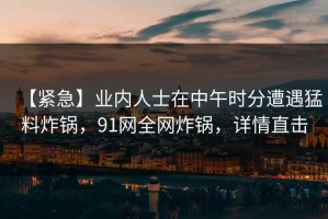 【紧急】业内人士在中午时分遭遇猛料炸锅，91网全网炸锅，详情直击