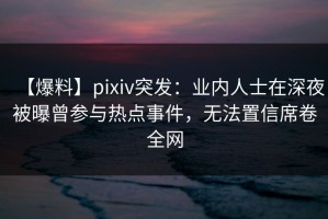 【爆料】pixiv突发：业内人士在深夜被曝曾参与热点事件，无法置信席卷全网