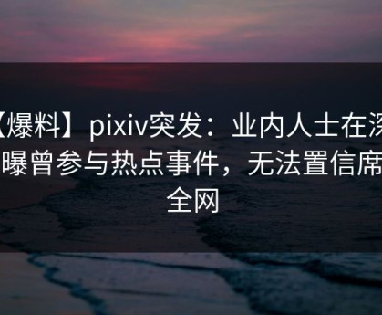 【爆料】pixiv突发：业内人士在深夜被曝曾参与热点事件，无法置信席卷全网