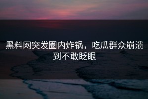 黑料网突发圈内炸锅，吃瓜群众崩溃到不敢眨眼