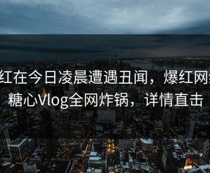 网红在今日凌晨遭遇丑闻，爆红网络，糖心Vlog全网炸锅，详情直击