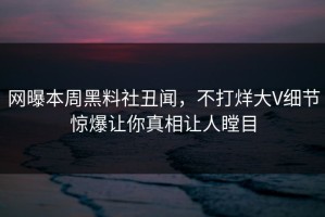 网曝本周黑料社丑闻，不打烊大V细节惊爆让你真相让人瞠目