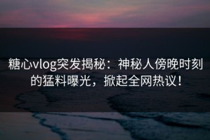 糖心vlog突发揭秘：神秘人傍晚时刻的猛料曝光，掀起全网热议！