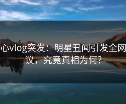糖心vlog突发：明星丑闻引发全网热议，究竟真相为何？
