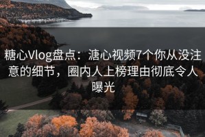 糖心Vlog盘点：溏心视频7个你从没注意的细节，圈内人上榜理由彻底令人曝光
