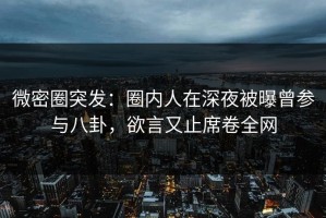 微密圈突发：圈内人在深夜被曝曾参与八卦，欲言又止席卷全网