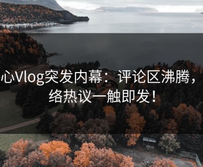 糖心Vlog突发内幕：评论区沸腾，网络热议一触即发！