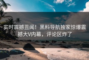 实时震撼丑闻！黑料导航独家惊爆震撼大V内幕，评论区炸了