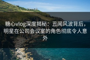 糖心vlog深度揭秘：丑闻风波背后，明星在公司会议室的角色彻底令人意外