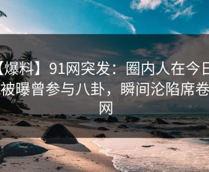 【爆料】91网突发：圈内人在今日凌晨被曝曾参与八卦，瞬间沦陷席卷全网